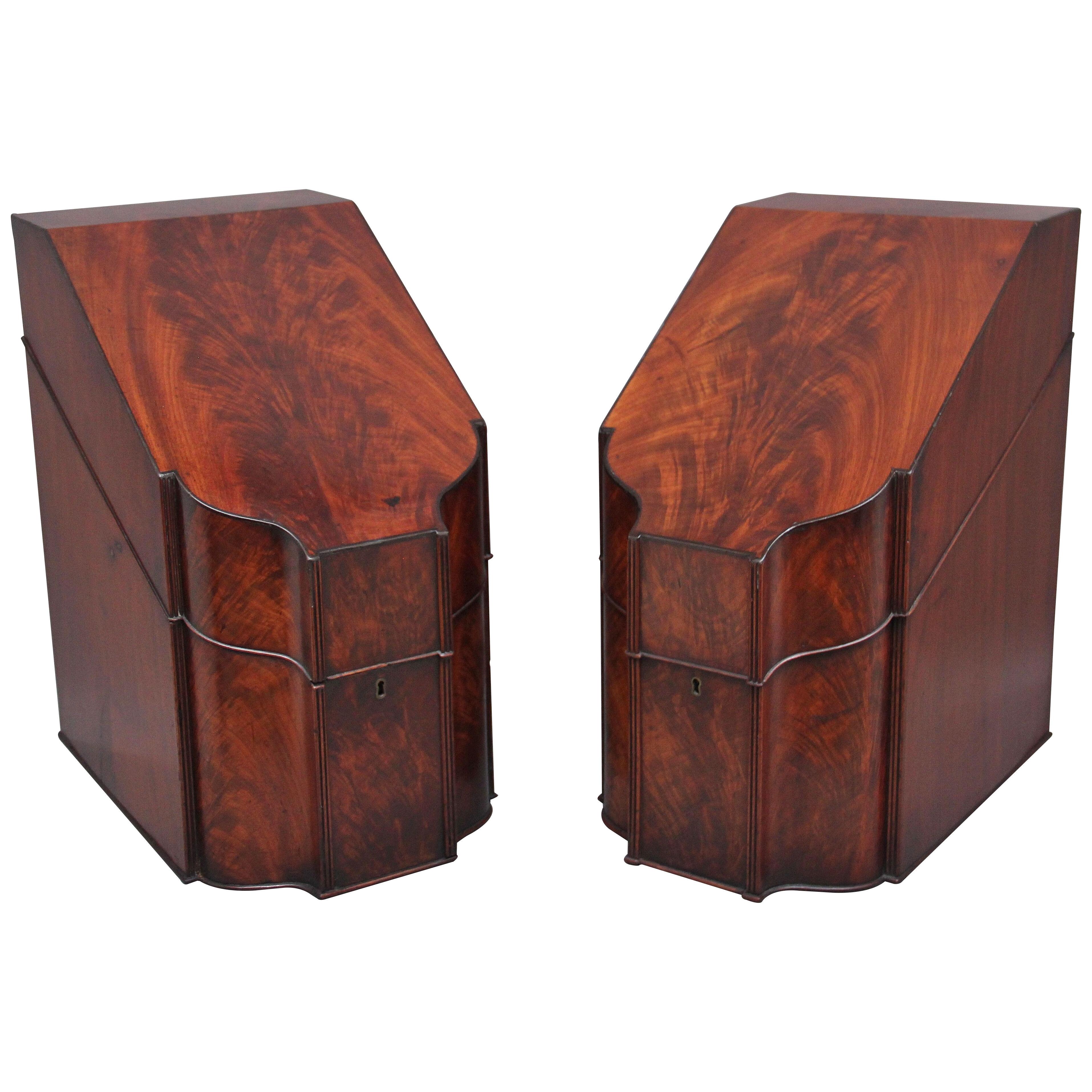 A pair of 18th Century antique mahogany knife boxes
