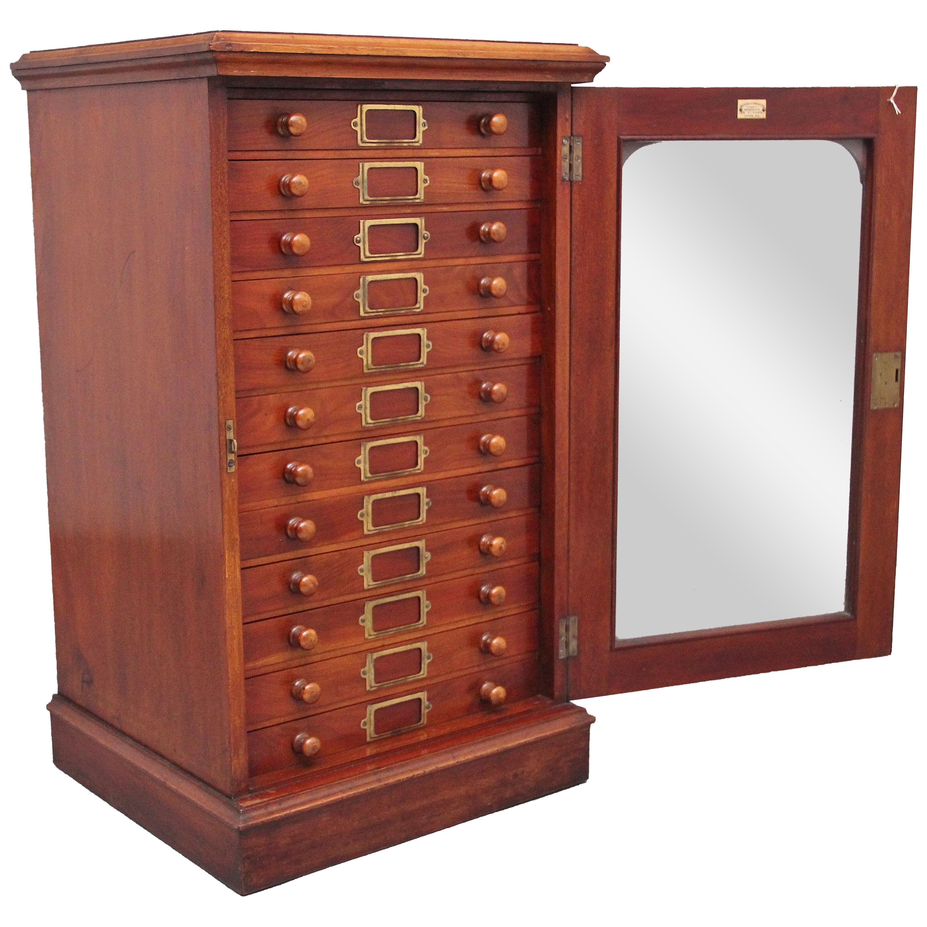 19th Century antique mahogany collectors cabinet
