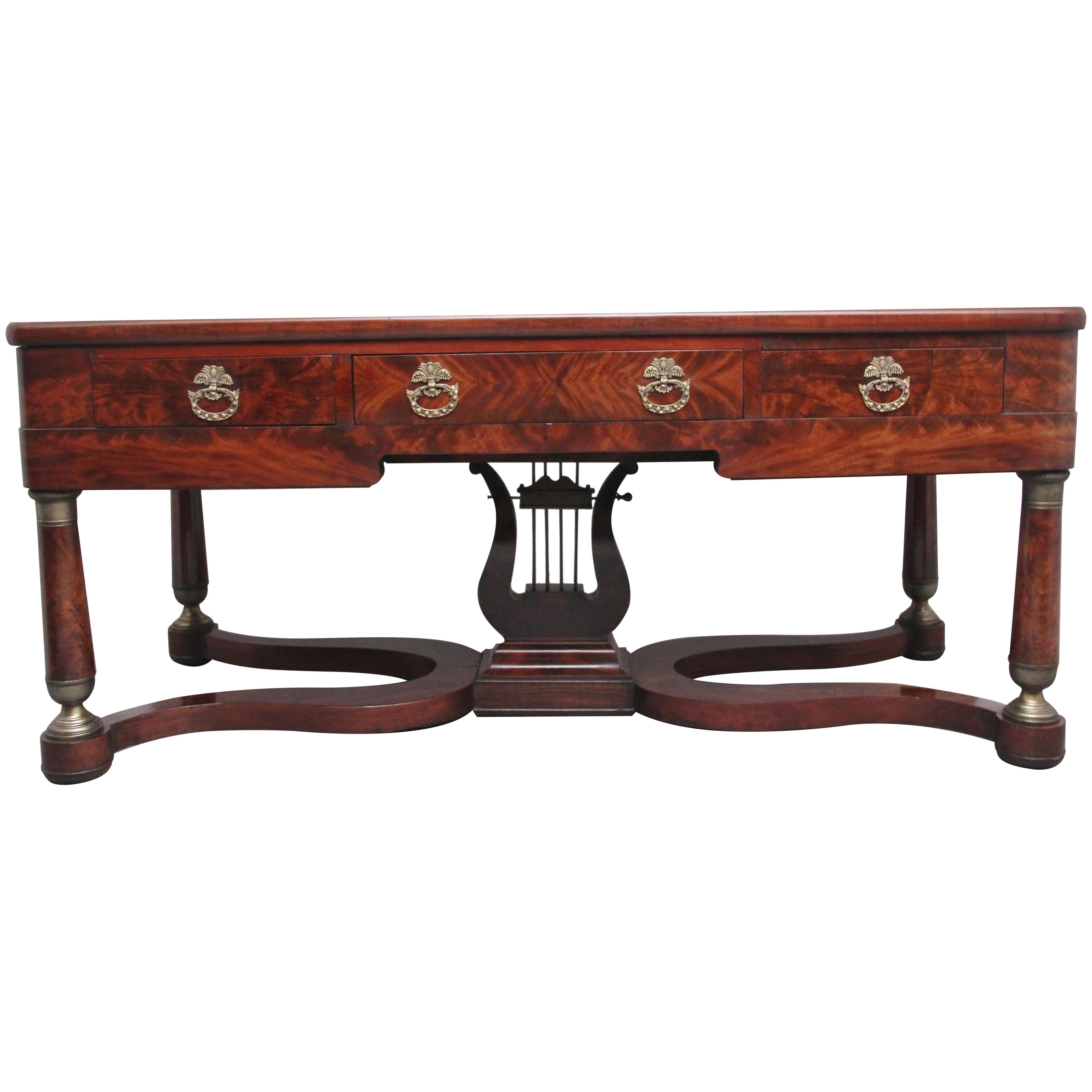 A large and impressive French 19th Century antique mahogany console table