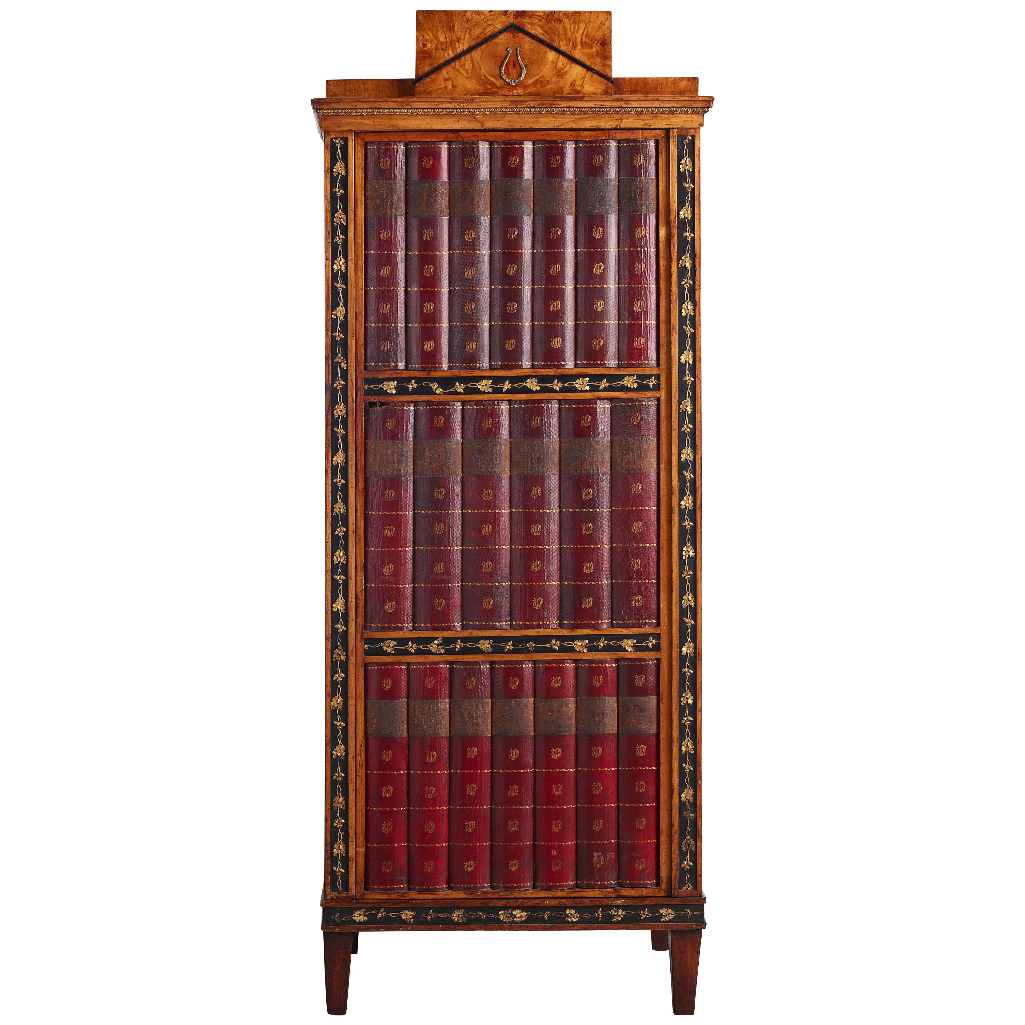 Unusual Neoclassical Cabinet with Faux-book spine Decorated Door