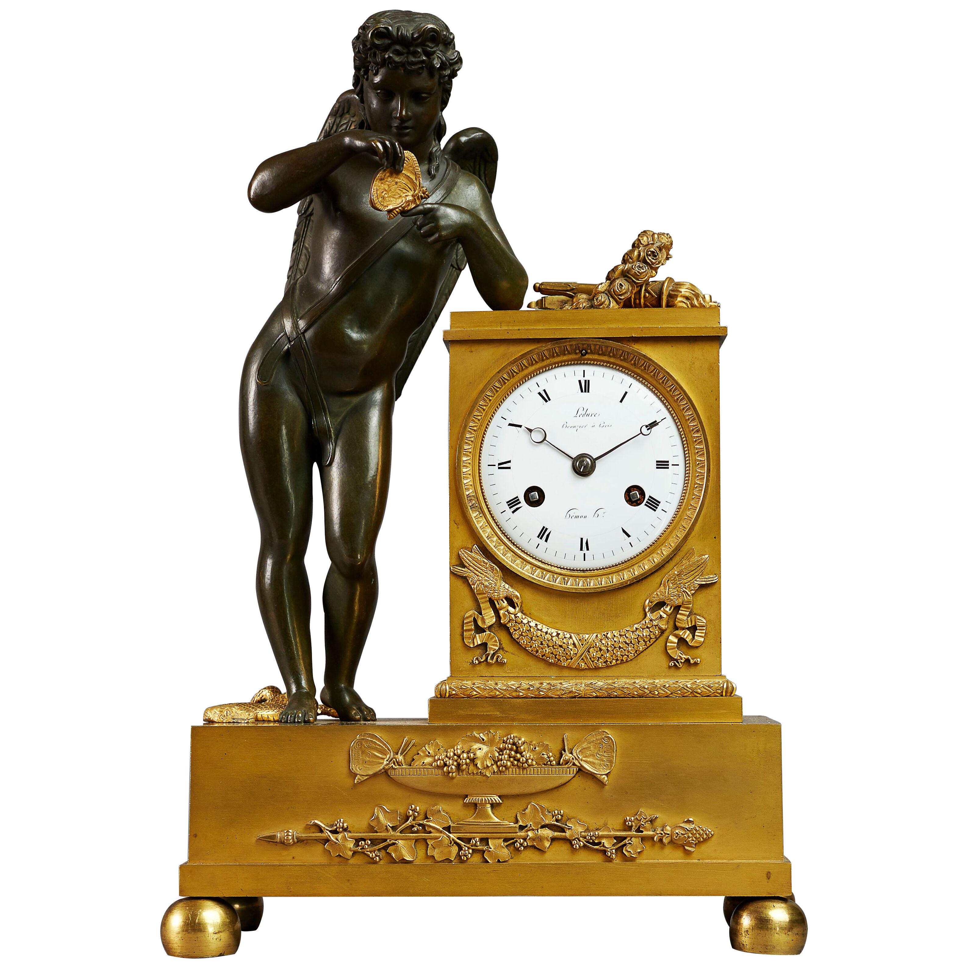 Early 19th Century Empire Mantel Clock by Ledure with Apollo or Eros