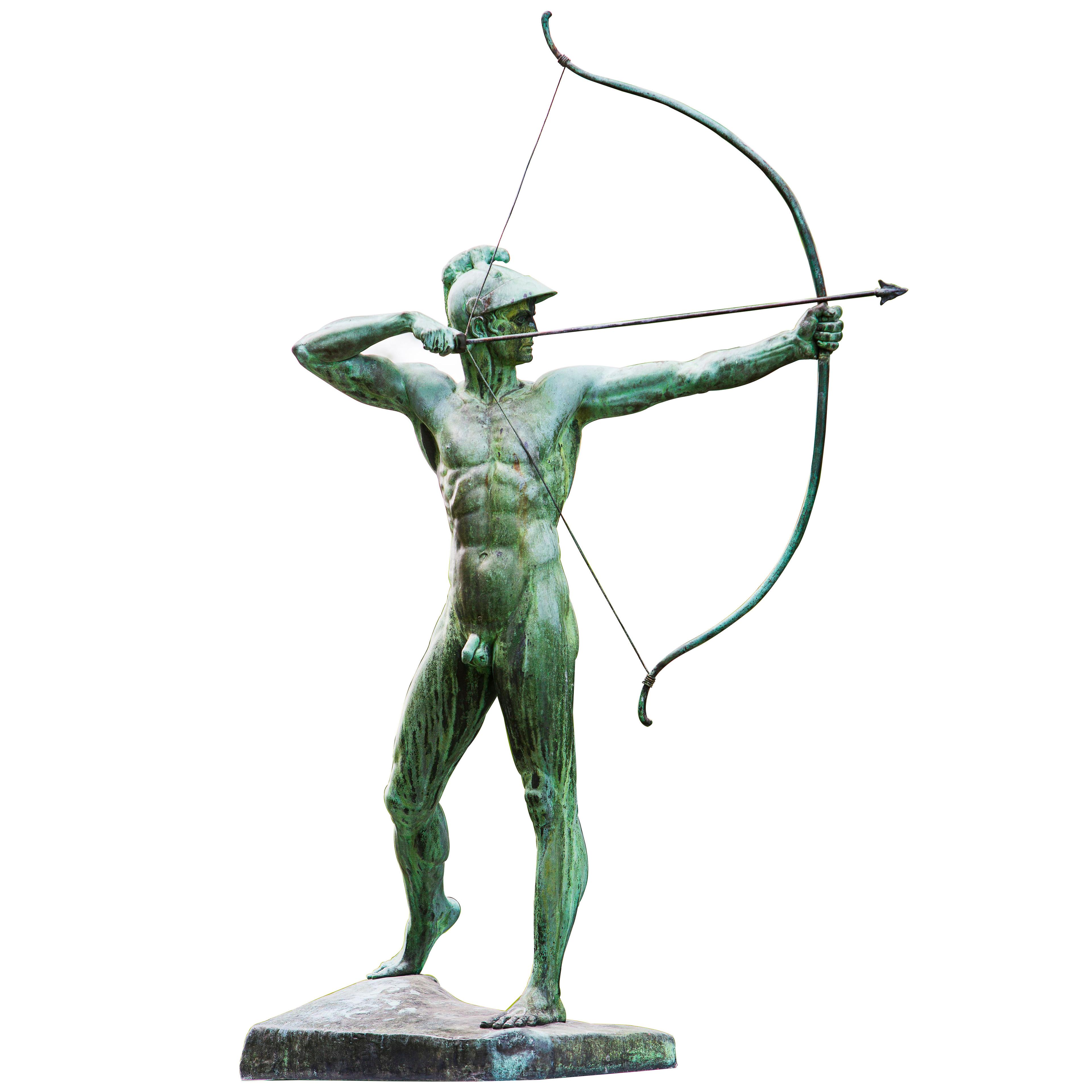 Large Garden Bronze Statue 'The Archer' Ernst Moritz Geyger, Berlin, circa 1910