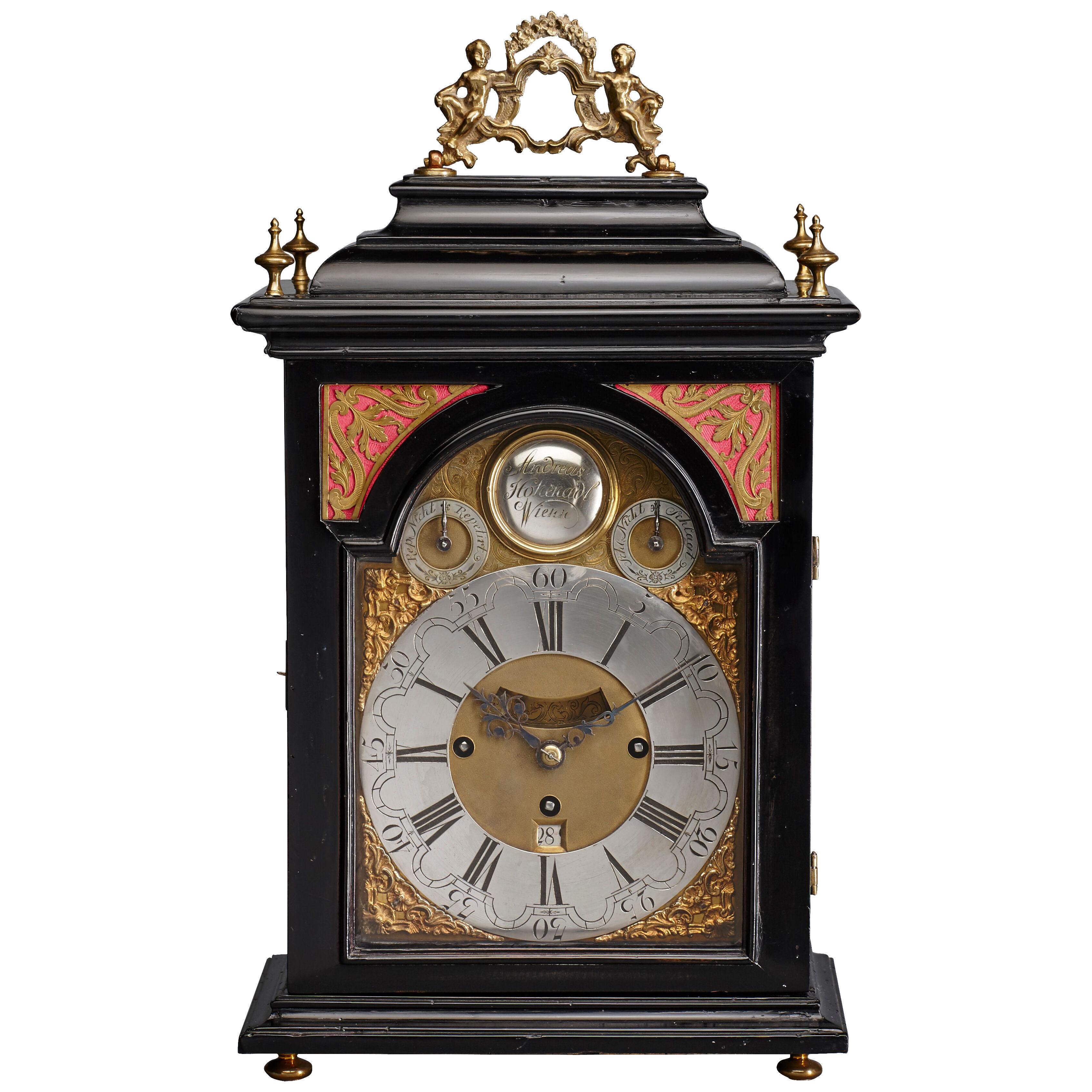 Austrian 18th Century Baroque Period Bracket Clock, Signed Andreas Hohenadl