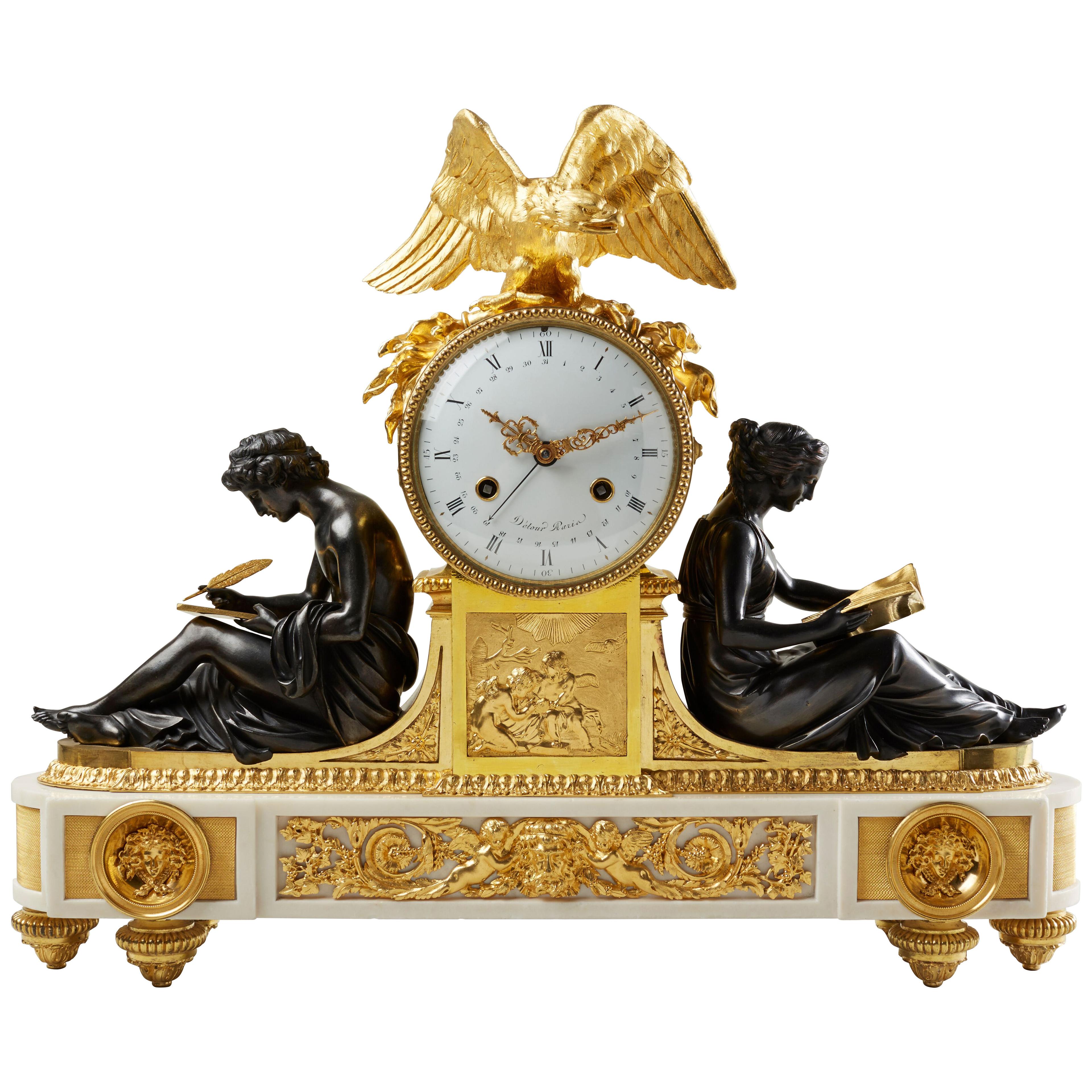 Rare Late 18th Century Neoclassical Louis XVI Ormolu Mantel Clock
