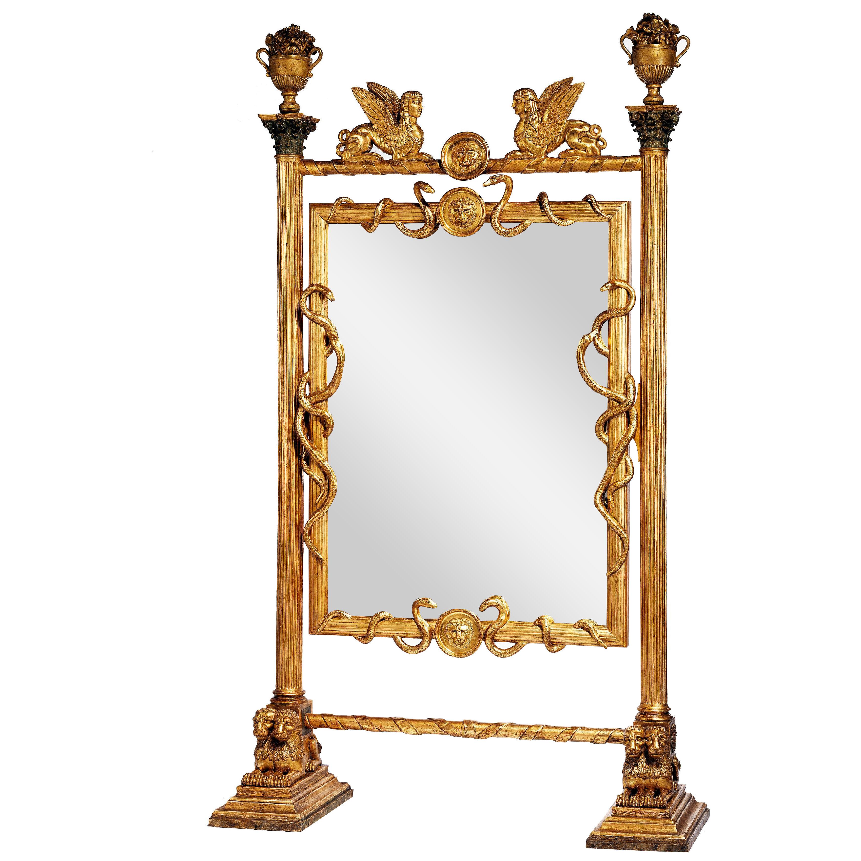Exceptional Early 19th Century Empire Cheval Mirror, Russia or Sweden