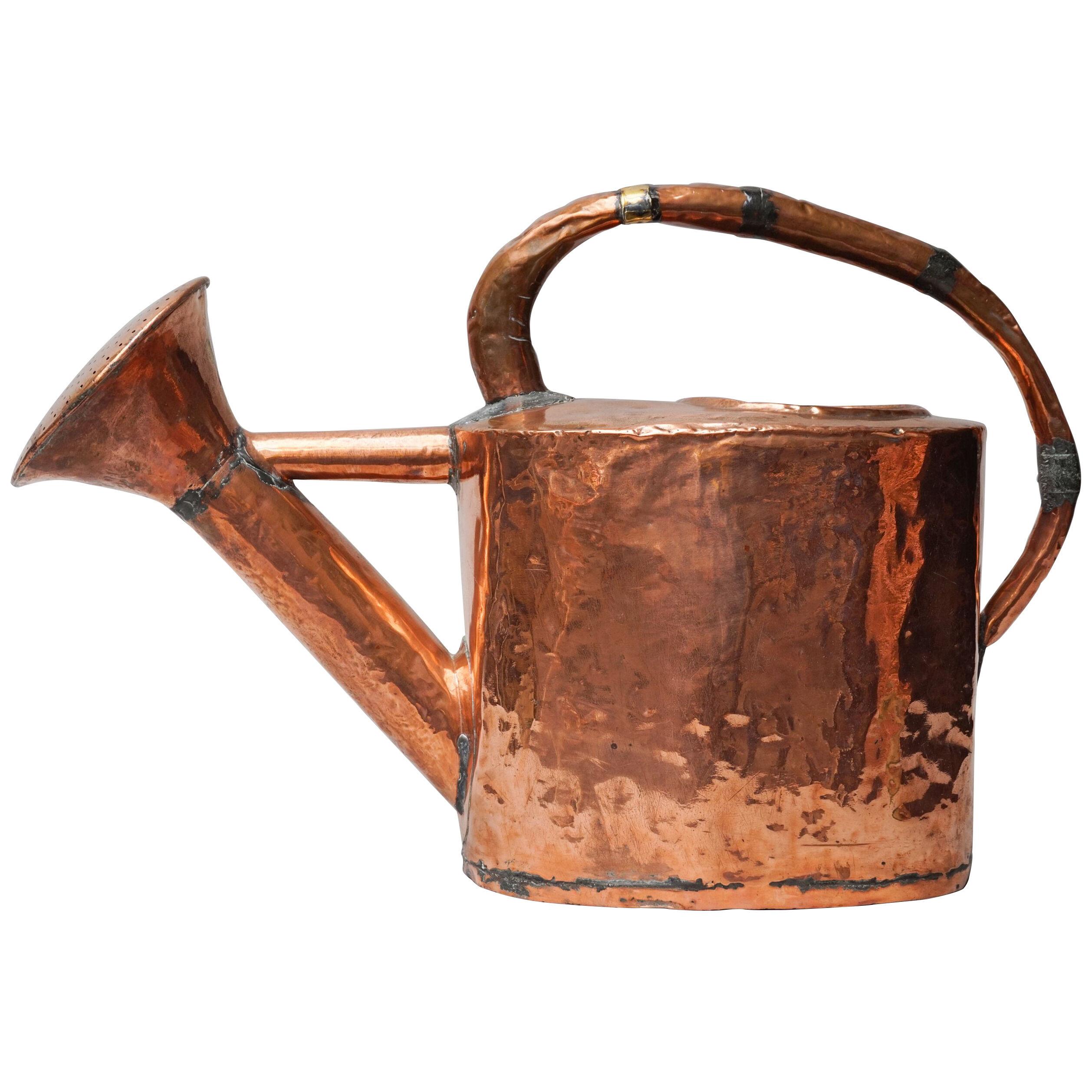 18th Century Rustic French Hand Hammered Copper Garden Watering Can