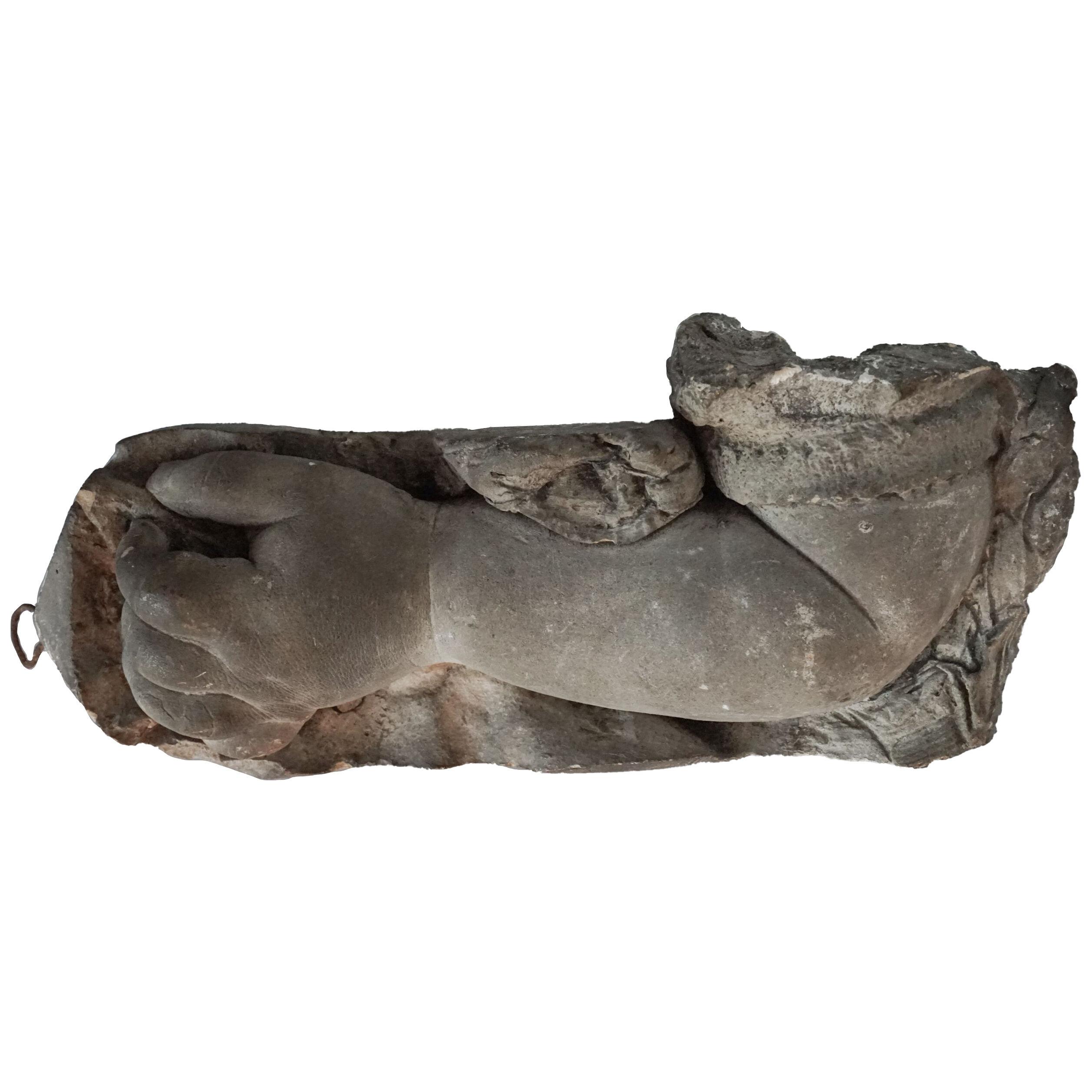19th Century French Life Size Cast Plaster Study of Baby's Arm with Lace