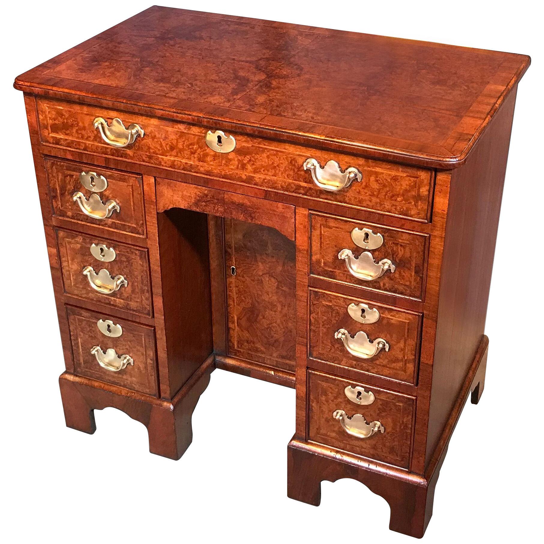 George II Burr Walnut Kneehole Desk