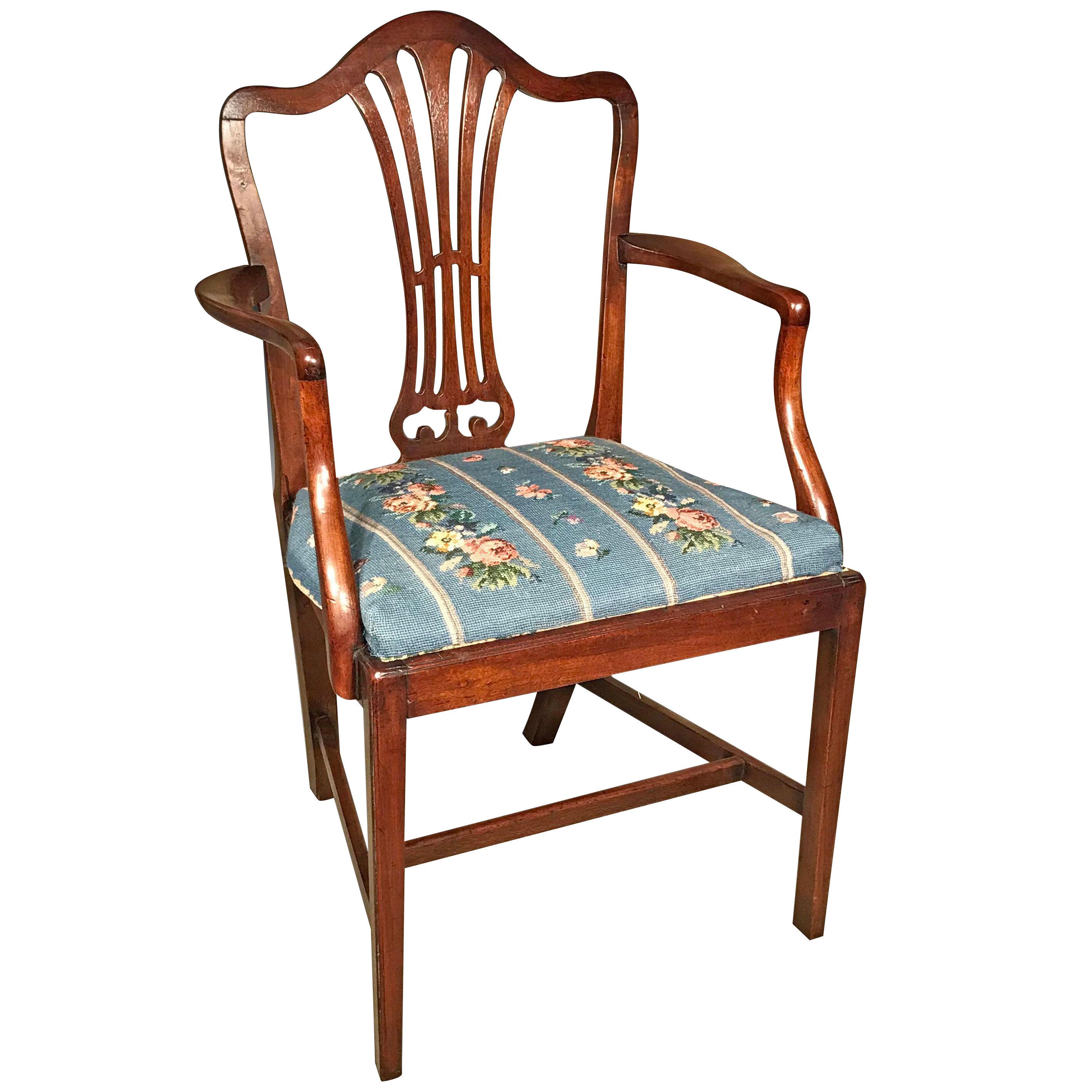 Hepplewhite Period Mahogany Elbow Chair