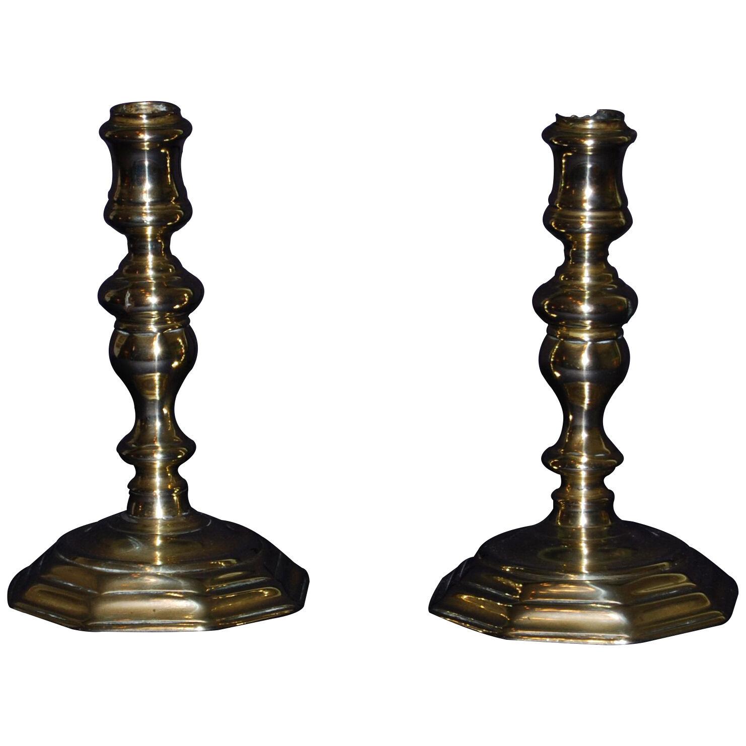 Pair of Early 18th. Century Brass Candlesticks