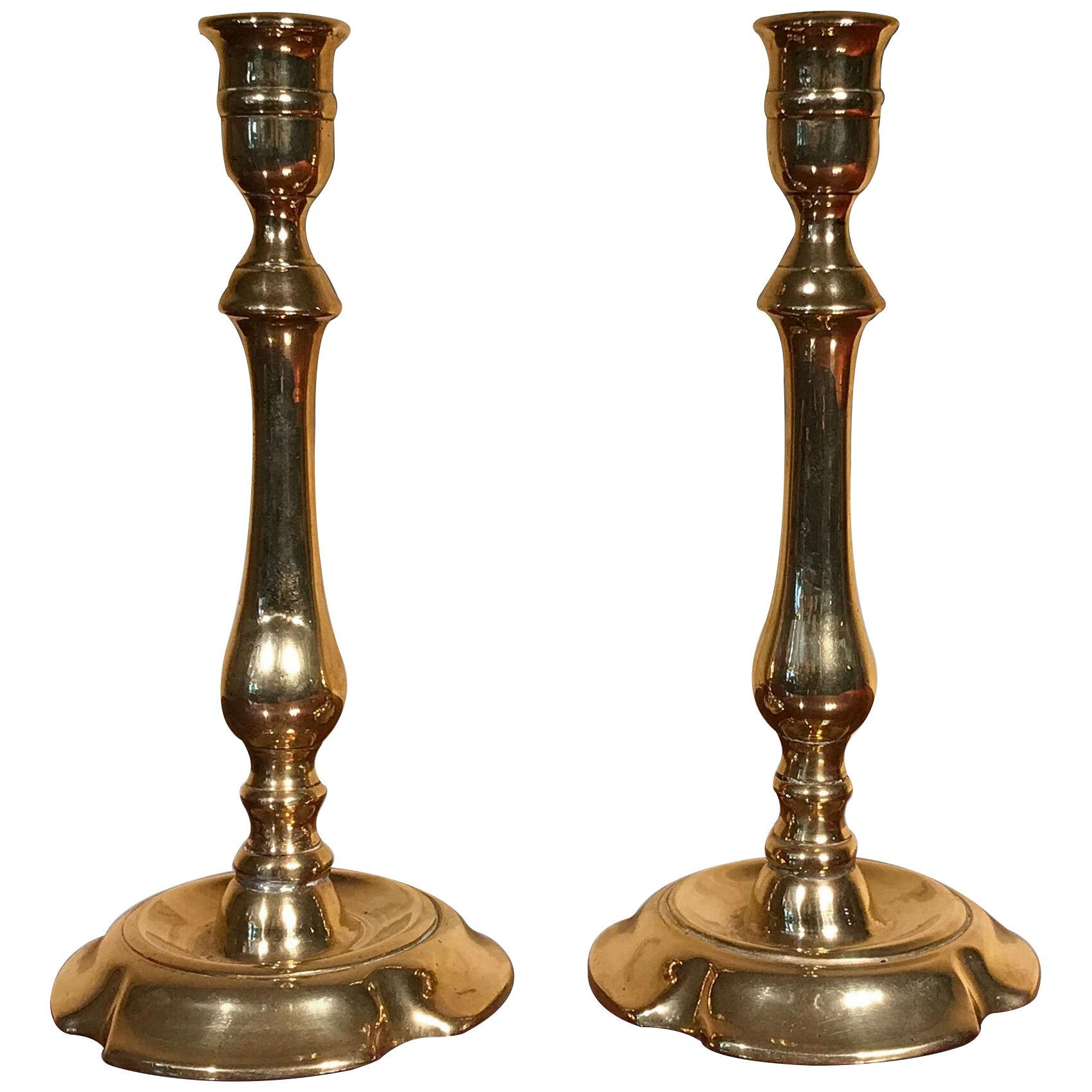 Pair of Mid 18th Century Brass Candlesticks