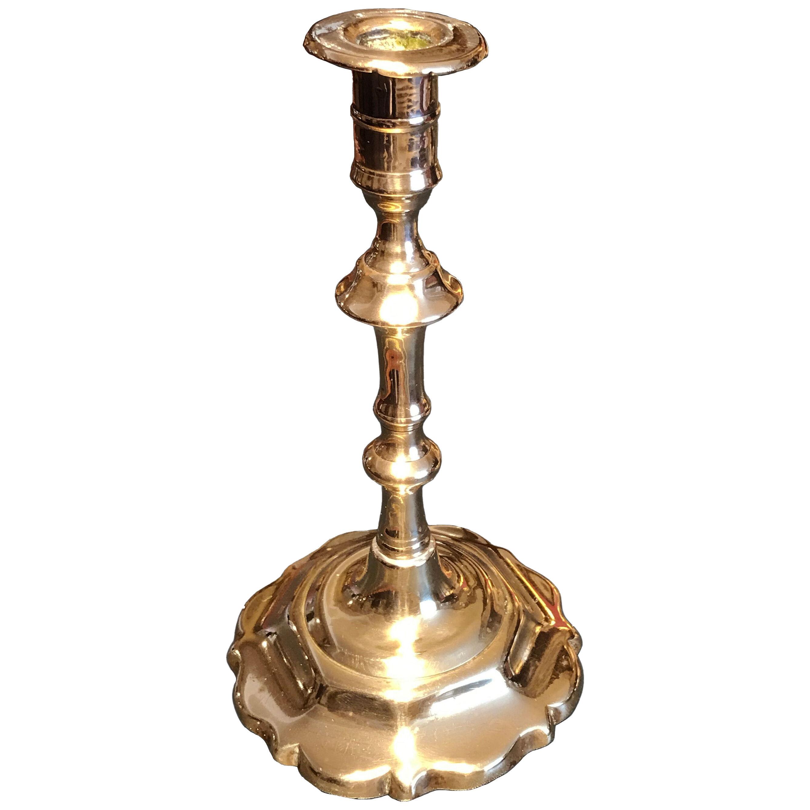 18th Century Brass Single Candlestick