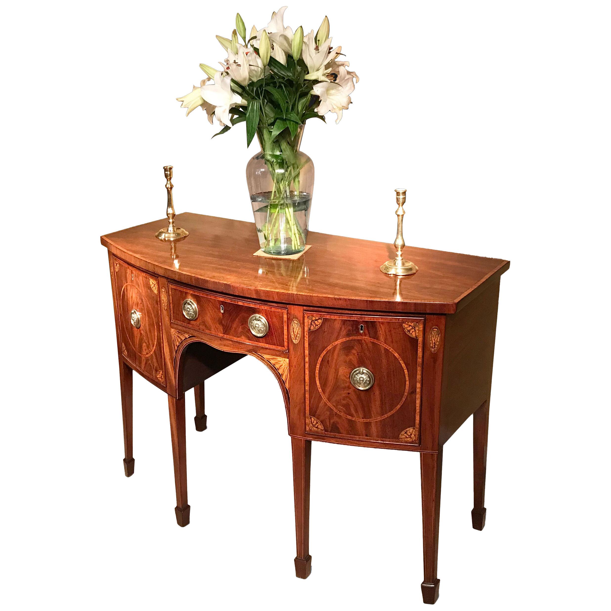 Scottish George III Mahogany and Crossbanded Bow Fronted Sideboard