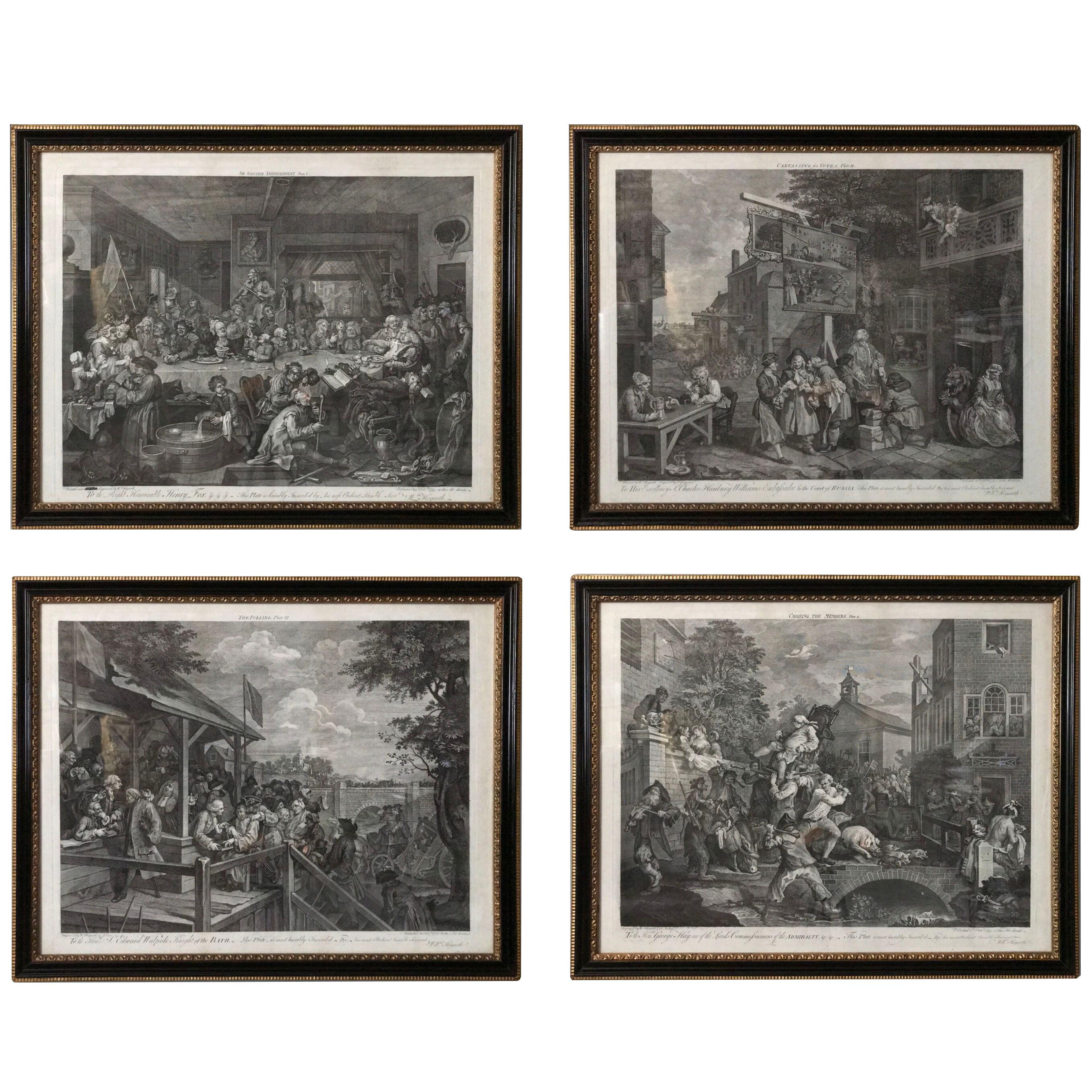 Set of 4 Hogarth Engravings - The 'Prints of an Election'