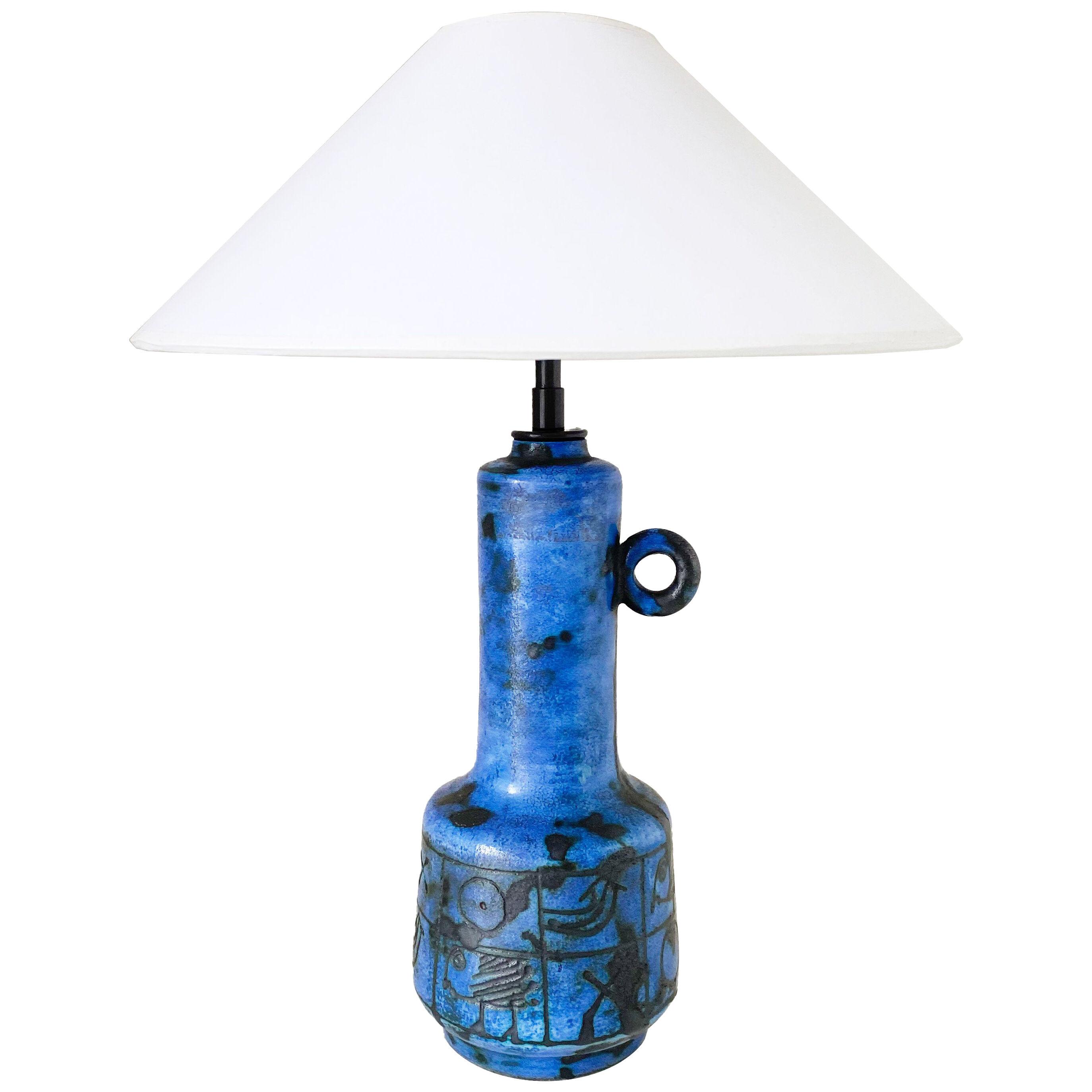 Jacques Blin Small Blue Lamp with Handle